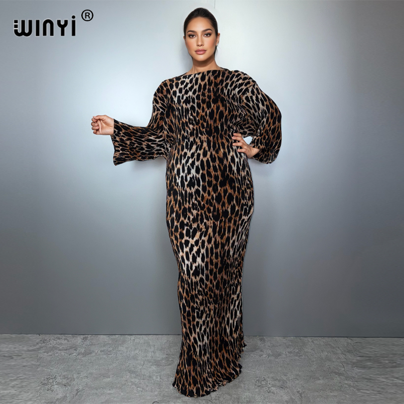 Boho Summer Beach Maxi Dress - Vestido Solto Plissado Elástico WINYI para