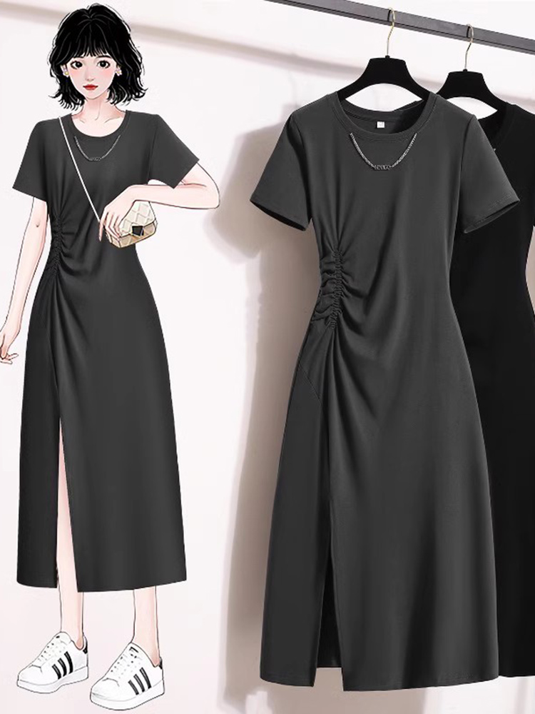 Korean Style A Line Shirt Dress - Vestido Casual Elegante de Manga Curta