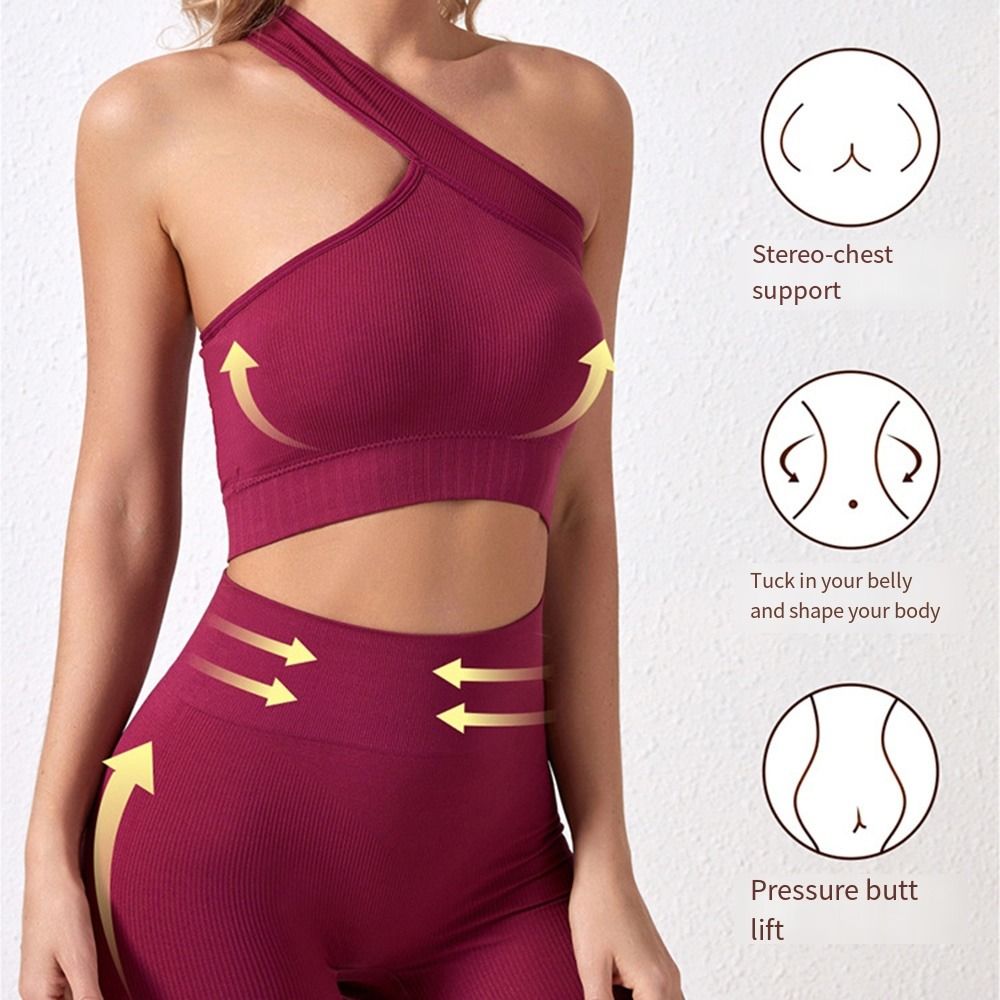 Seamless Ribbed Workout Tank Top - 2 pçs reutilizáveis sem costura conjuntos