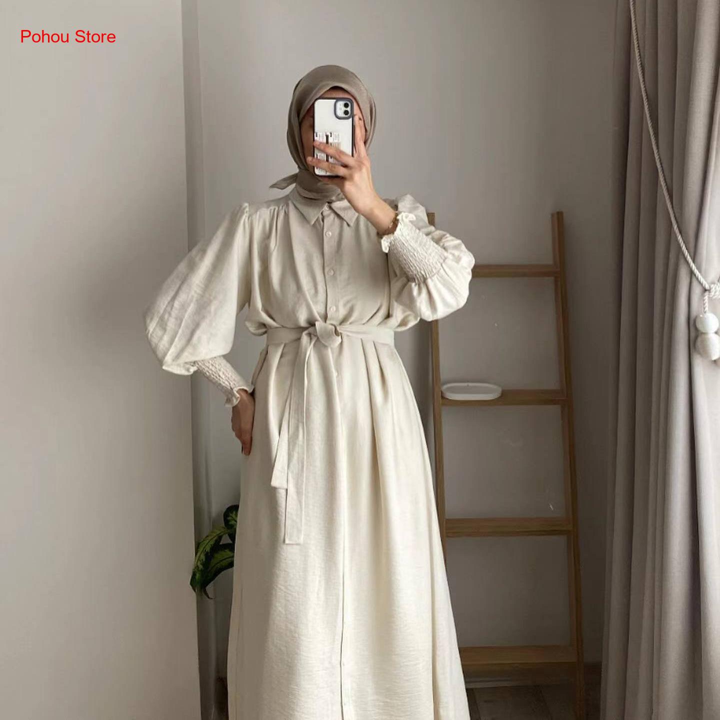 Korean Style A Line Shirt Dress - Vestido Camisa Estilo Coreano para Mulheres,