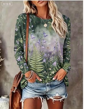 Blouses - Camiseta Feminina de Manga Longa com