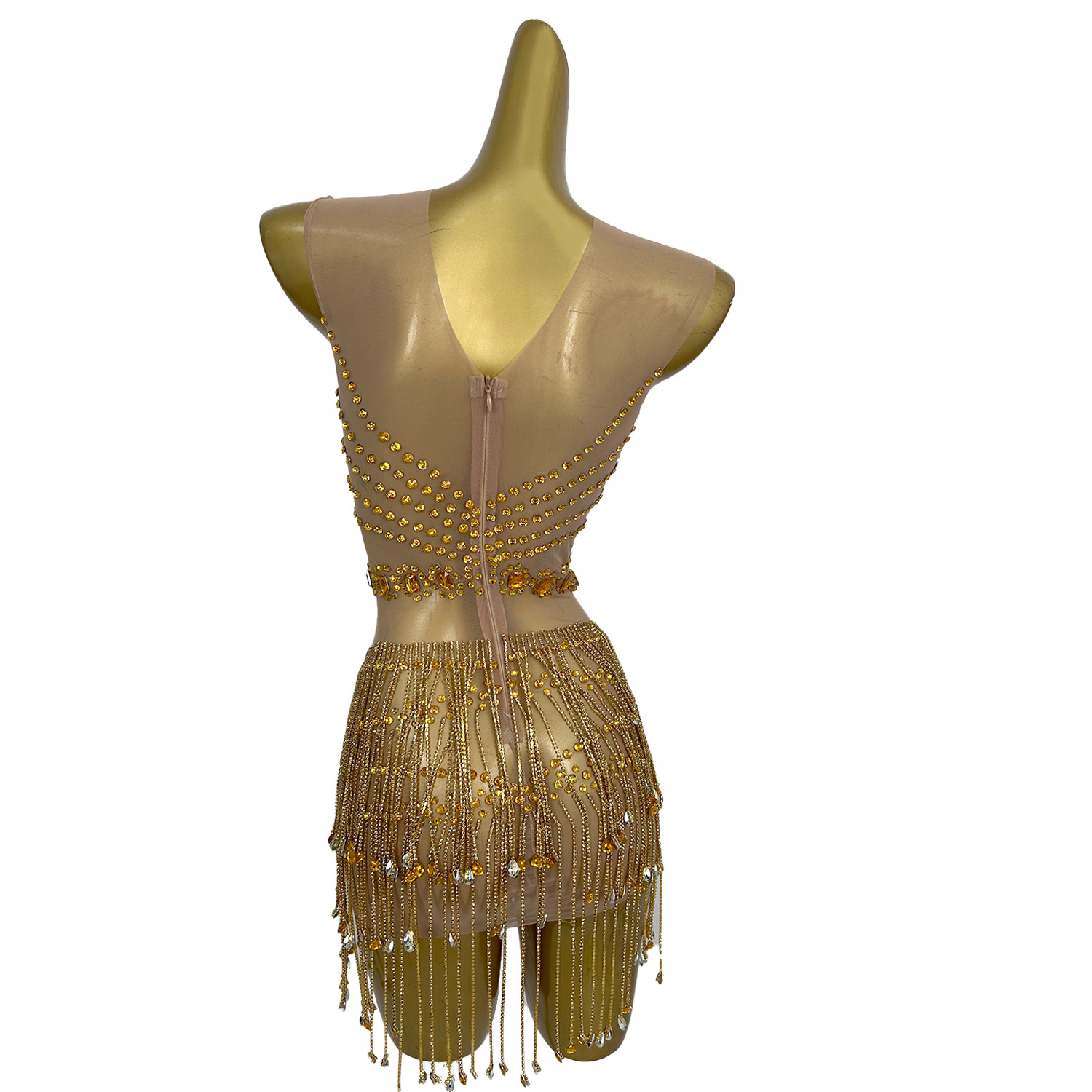 Mini vestido transparente de m - Sparkly Rhinestone Club Party Dress avaliação e preço
