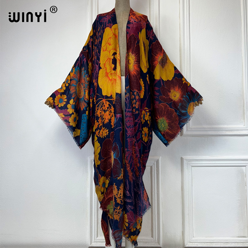 WINYI África Moda Verão Kimono - Boho Summer Beach Maxi Dress avaliação e preço