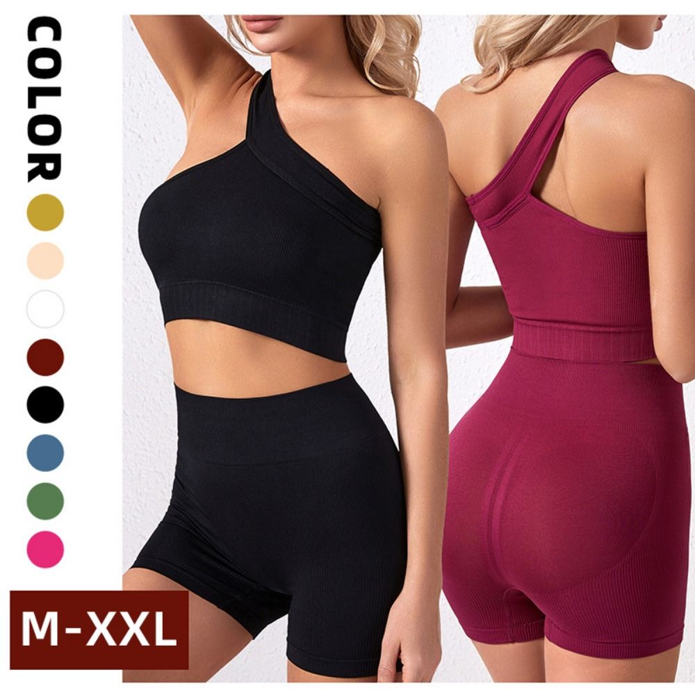 Conjunto de 2 peças de roupa e - Seamless Ribbed Workout Tank Top avaliação e preço