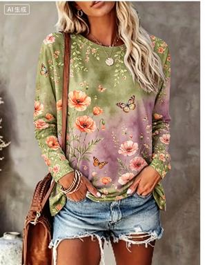 Camiseta Feminina de Manga Lon - Blouses avaliação e preço