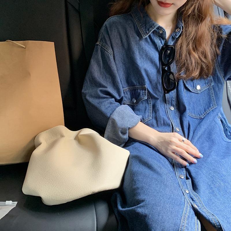 Novo Vestido Camisa Jeans Femi - Korean Style A Line Shirt Dress avaliação e preço