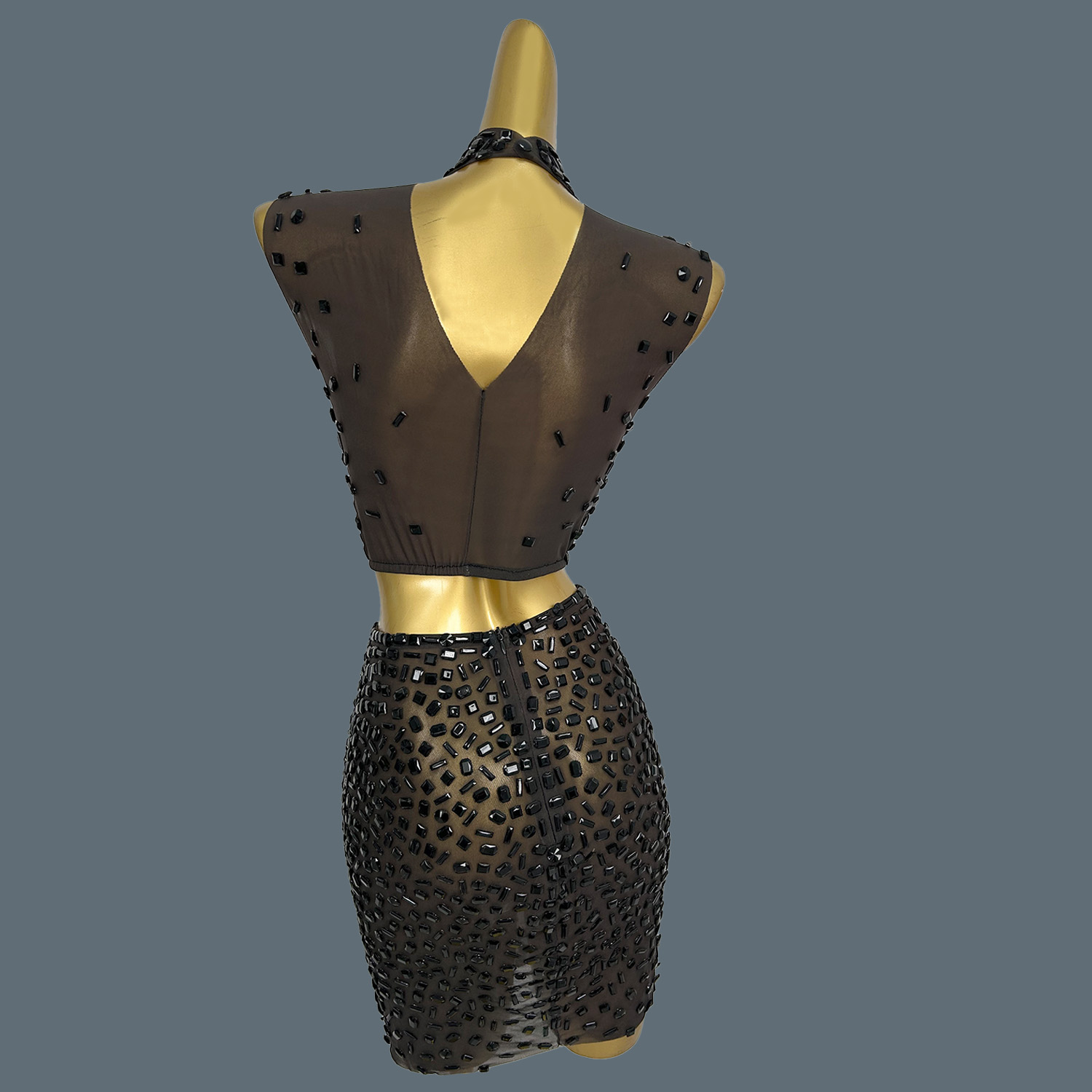 Verão brilhante preto strass v - Sparkly Rhinestone Club Party Dress avaliação e preço